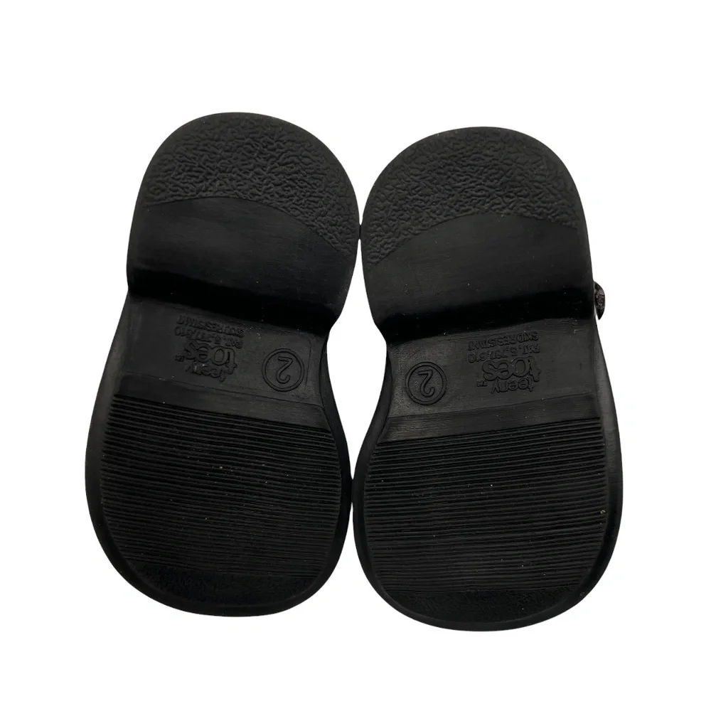Teeny Toes Black Patent Bow Mary Janes Size 2 Toddler Girl's